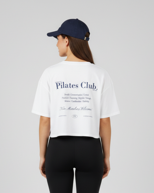 Pilates Club Crop Tee - White