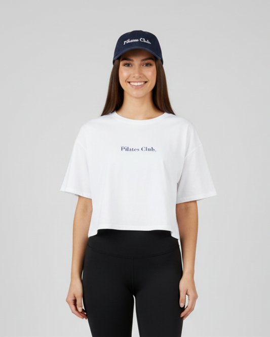 Pilates Club Crop Tee - White
